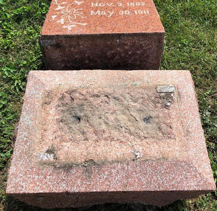Headstones toppled, smashed and damaged last night at Mound Cemetery